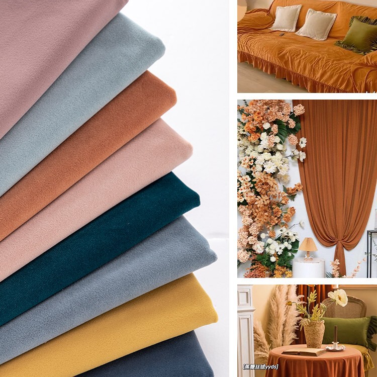 Thickened velvet fabric, Dutch velvet, short plush fabric for sofas and curtains, counter velvet fabric, silk velvet fabric