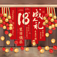 成人礼18岁男女孩生日布置场景派对宴会高级氛围装饰背景气球挂布