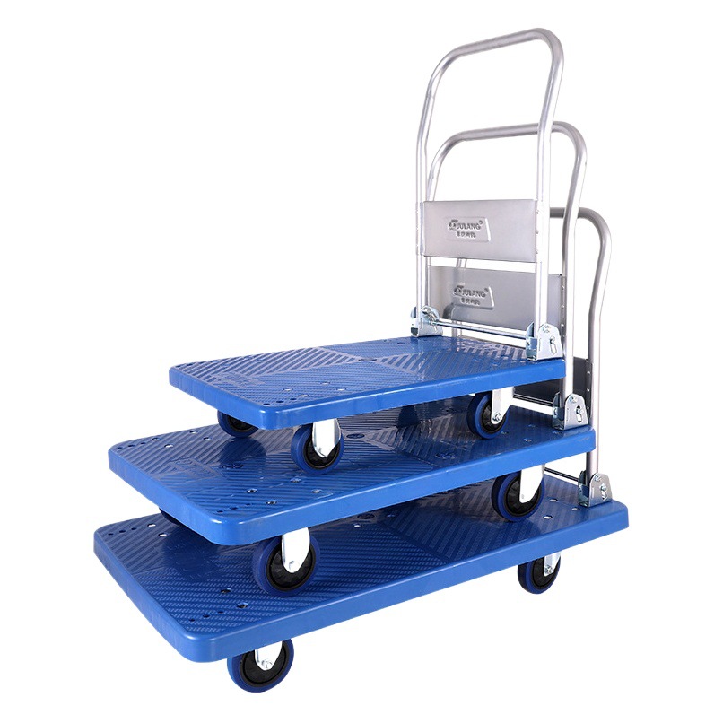 Triciclo silencioso grueso carro plano doméstico carro plegable carro de transporte carro de mano carro de tracción remolque pequeño