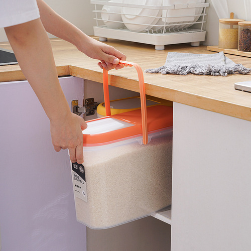 Household plastic sealed rice bucket kitchen 20 catties transparent rice storage tank flour grain storage box moisture-proof and insect-proof