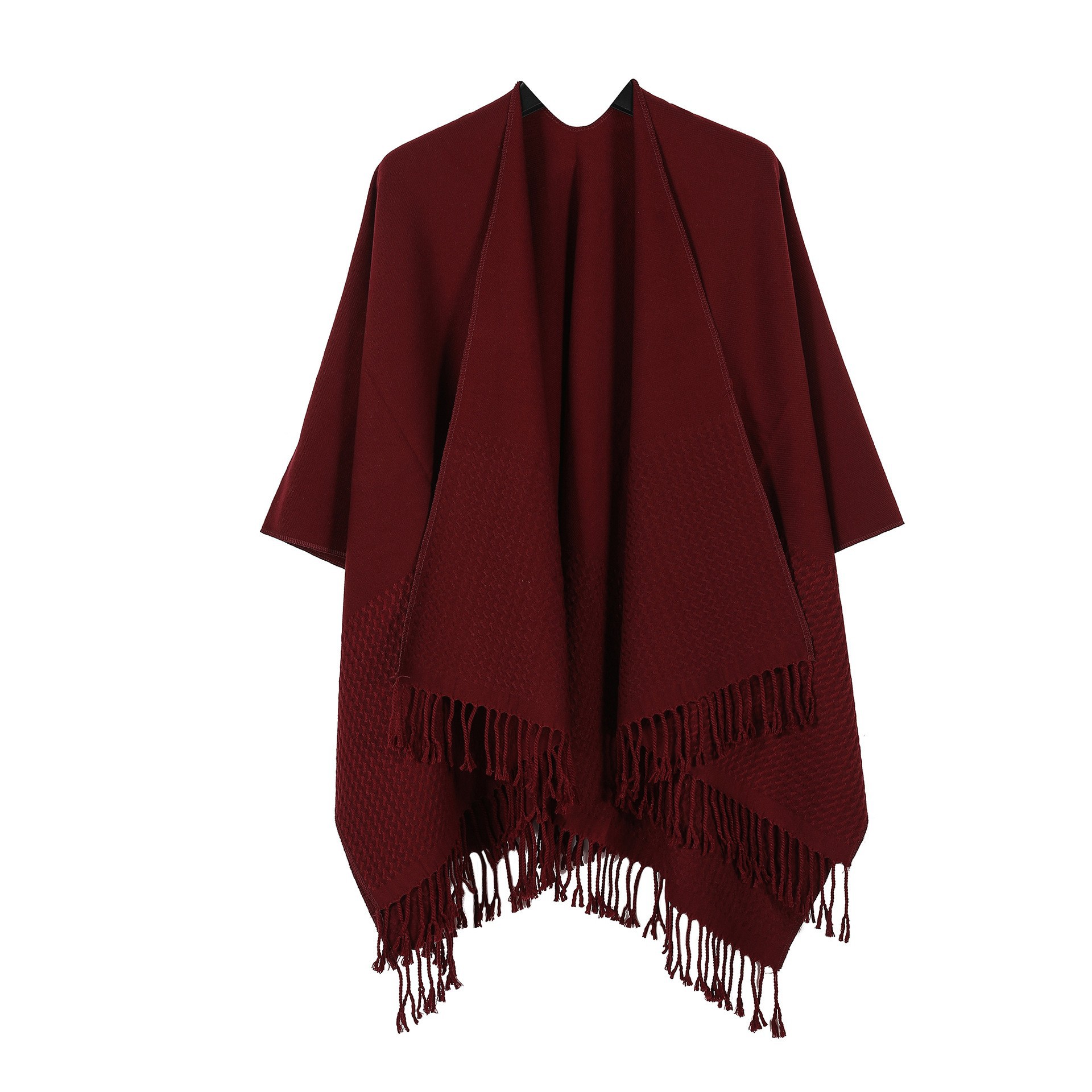 Vielseitiger, Dicker Fransenschal Mit Wellen-jacquard Für Damen_voghion.com