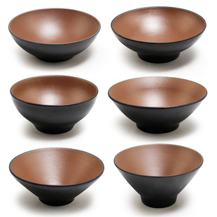 Melamine Japanese-style ramen bowl imitation porcelain deep Curry color hat open plastic soup bowl commercial noodle bowl spicy hot Bowl