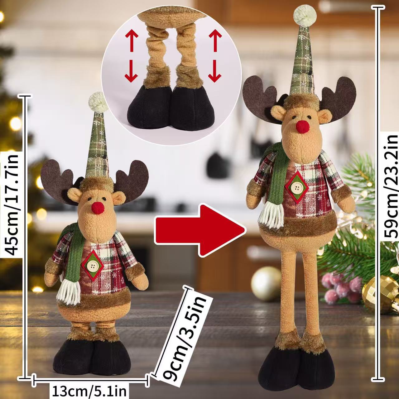 Muñeca telescópica navideña transfronteriza anciano muñeco de nieve alce suministros de decoración navideña decoración de ambiente navideño