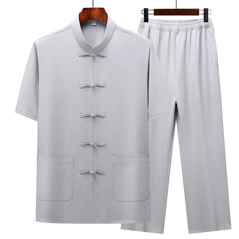 Senior Tang Suit Men's Middle-aged and Elderly Dad Short-sleeved Summer Summer Thin Chinese Style Old Man Grandpa Summer suit