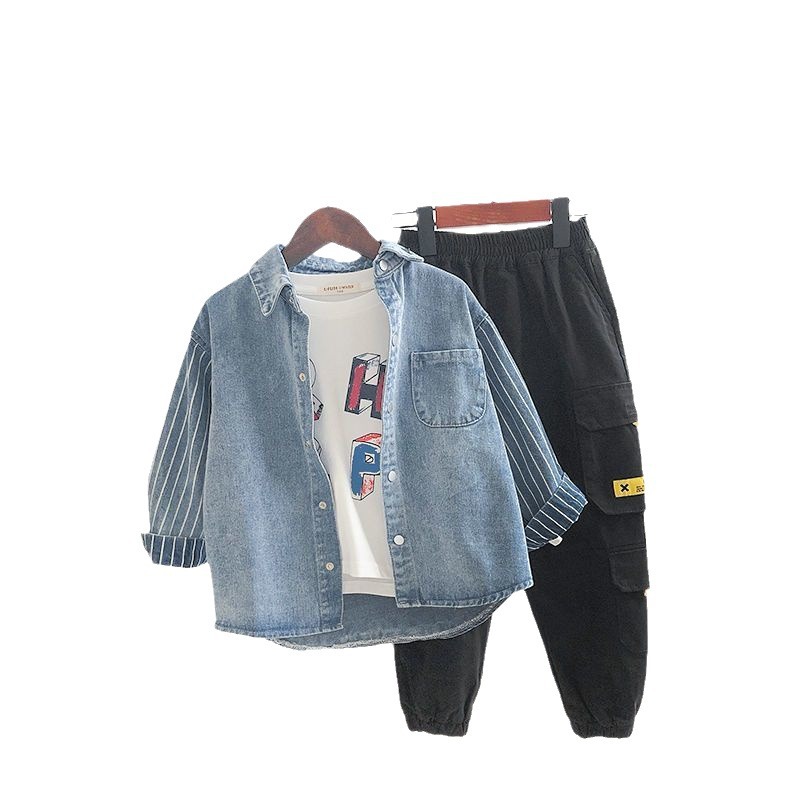 Niños nuevos chaquetas primavera y otoño bebés camisas de manga larga chaqueta vaquerina camisa casual suelta base de moda