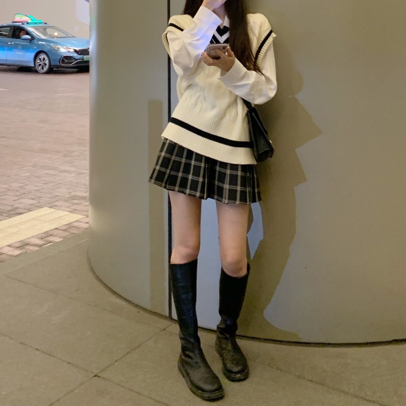 Estilo preppy knitwear para las mujeres primavera y otoño 2024 nuevo diseño sentido nicho suéter chaleco exterior flojo superior