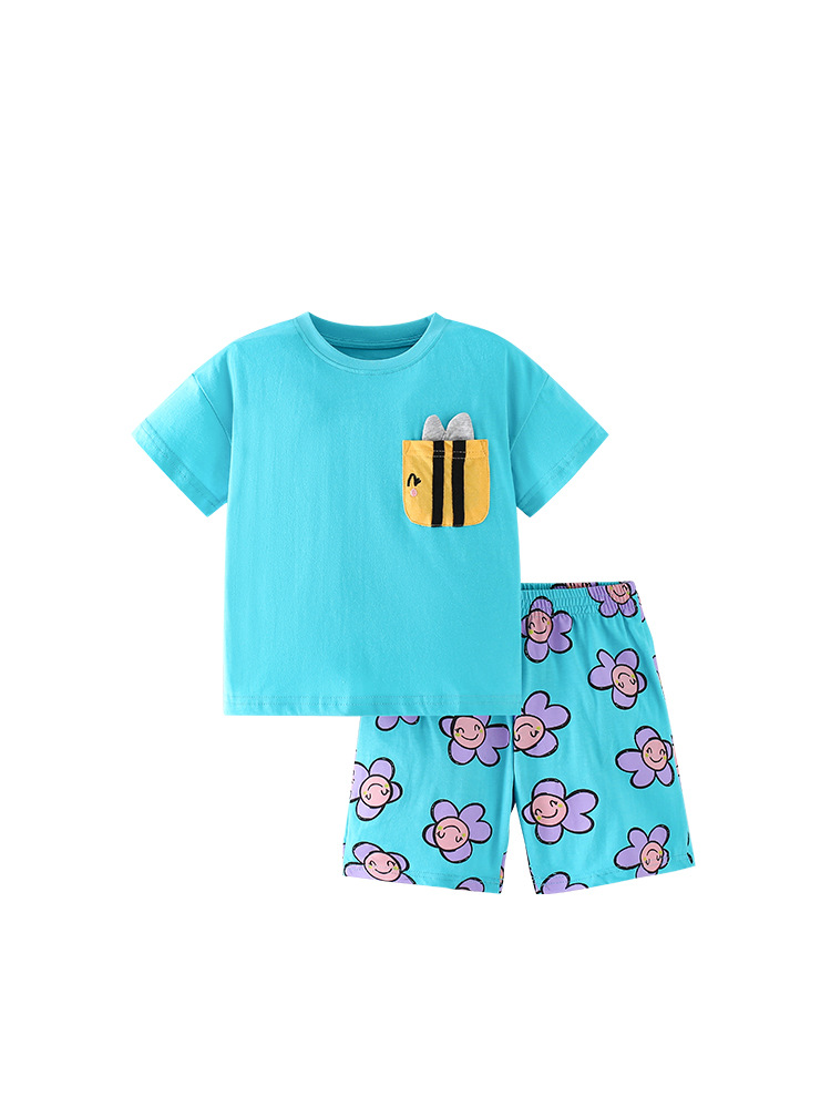 Malwee ropa de verano de dos piezas para niñas nuevos pantalones de manga corta casuales para niños europeos y americanos traje de Niños de estilo occidental