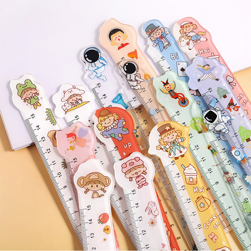 Creativo de dibujos animados magnéticos reglas suaves de forma extraña estudiantes lindos con reglas rectas de 15cm en el corazón de una niña interesante regalo de apertura escolar
