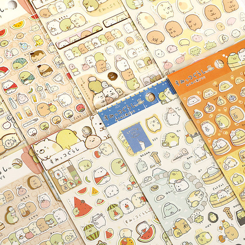 Flat stickers Korean stationery Japanese corner biological handbook decoration hot stamping cartoon animal watermelon stickers