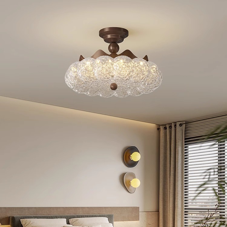 Lámpara de techo de dormitorio Lámpara de estilo antiguo Lámpara de comedor de hoja de oro de lujo ligero francés de alta gama Lámpara de sala de estudio Lámpara de habitación nueva