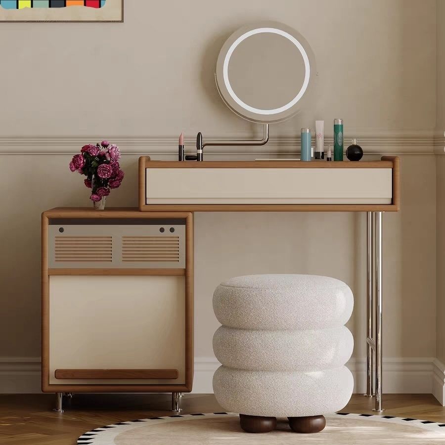 French Dressing Table Cupboard Retro Style Room Retractable Storage Integrated Bedroom Boxwood Small Apartment Dressing Table