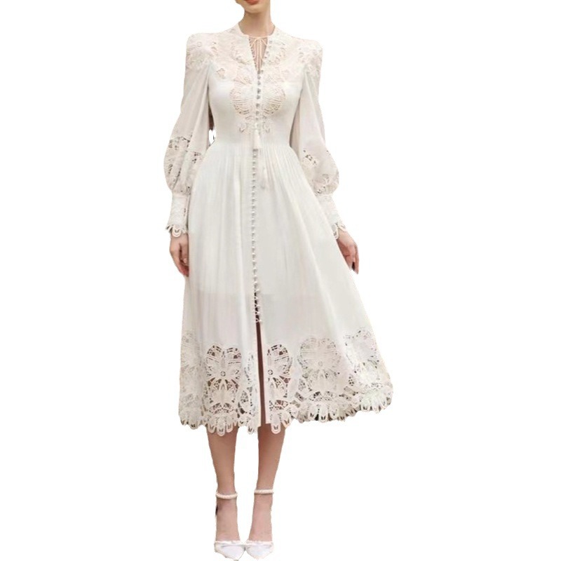 Design Embroidery Hollowed Long Dress Lantern Sleeves Long Womens Holiday Dress | eBay Design Embroidery Hollowed Long Dress Lantern Sleeves Long Womens Holiday Dress | eBay