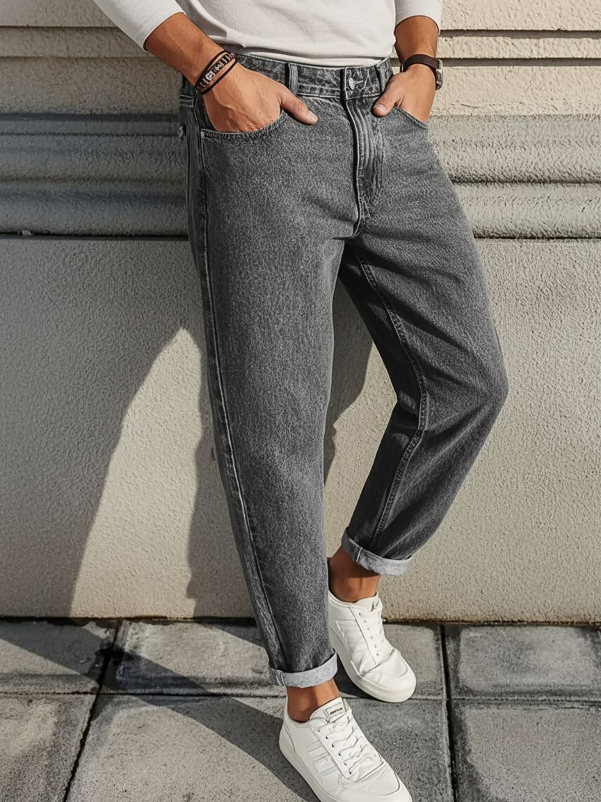 Jeans slim fit uomo pantalone in denim gamba dritta cotone_voghion.com