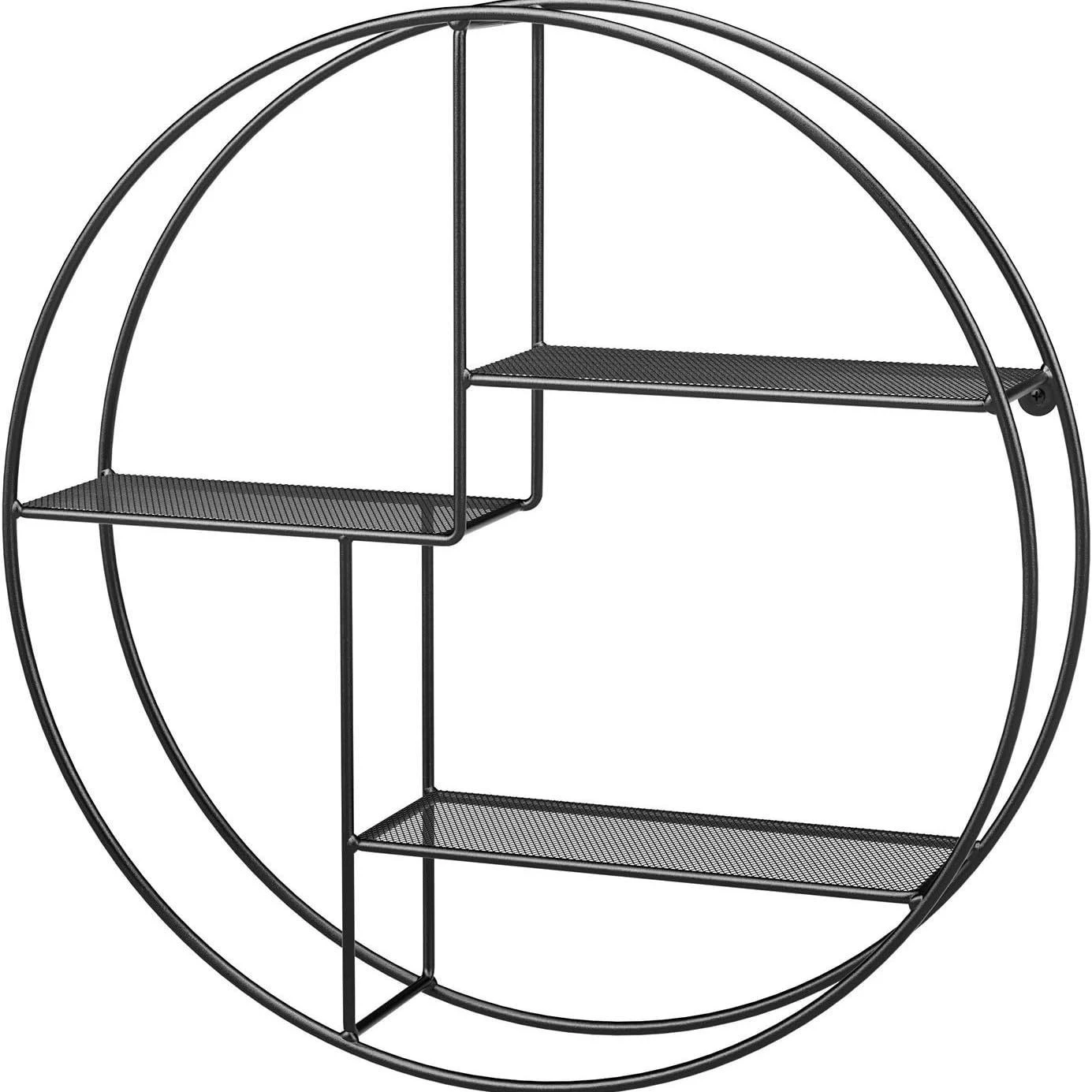 Настенная полка из железа в стиле Nordic, круглая подвесная, 12×12×55 см, чёрная
