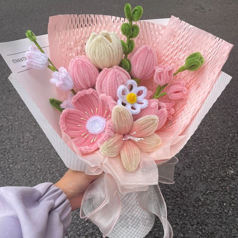 Youjian 手作りチューリップブーケツイストスティックブーケ素材パッケージ誕生日フルセット結婚式バレンタインデーギフト|undefined