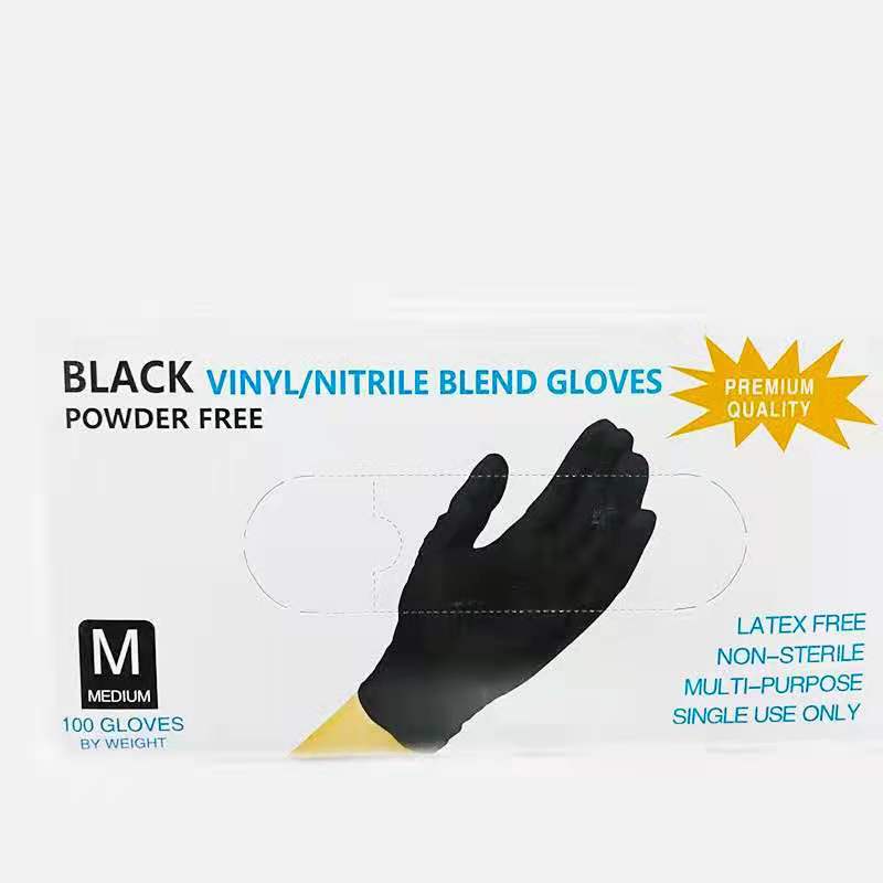 万力英科9寸FDA 510K  CE丁腈合成PVC一次性手套蓝色万力