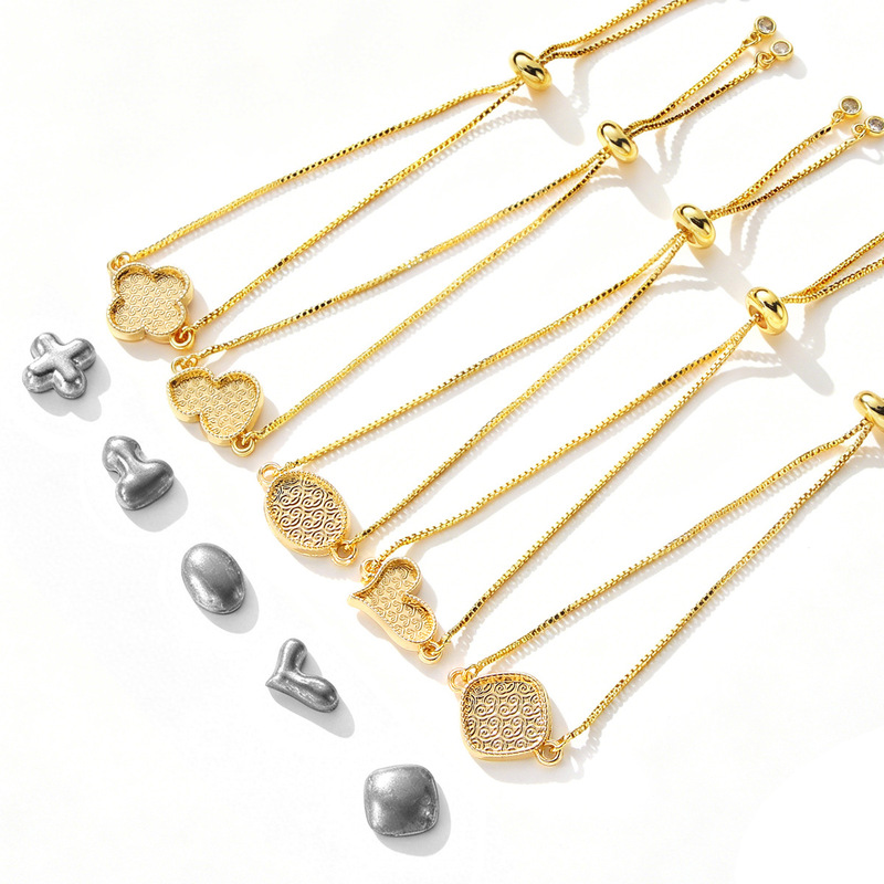 Popular Style Gourd-Shaped Song Brocade Bracelet, Exquisite Kc Gold Handmade Creative Adjustable Box Chain Jewelry Accessory Gift