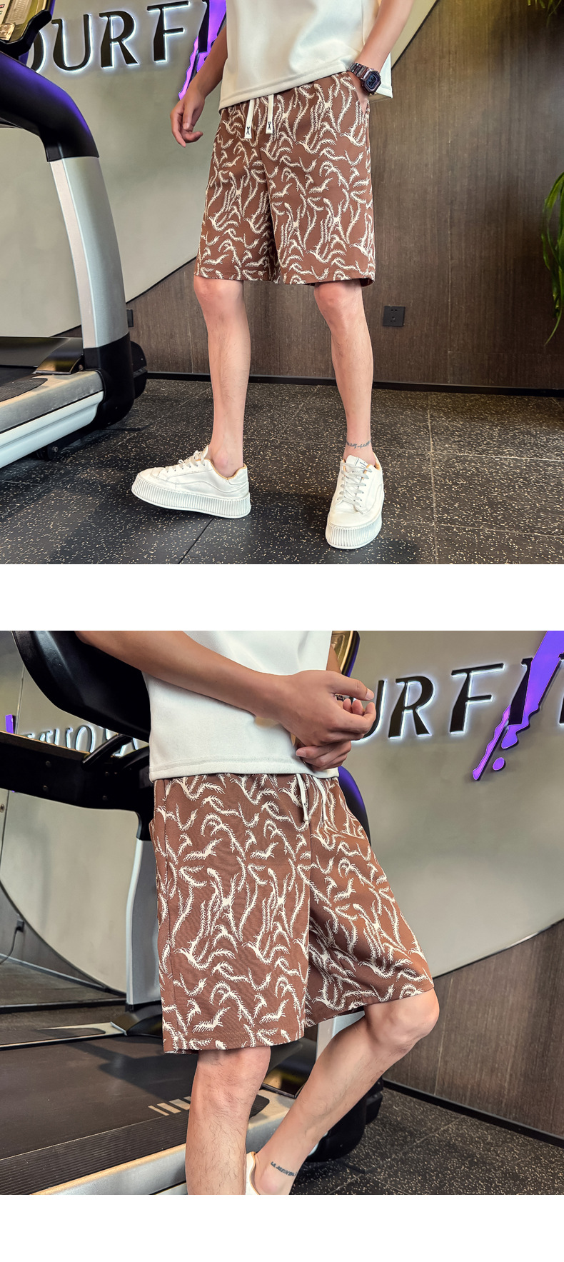 Men's Summer Printed Fashion Shorts Casual Straight Leg High End Style Loose Fitting Athletic Capri Pants Outerwear Beach Shorts_viptrois.com