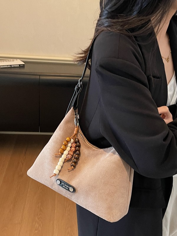 休闲复古麂皮绒包包女式2025新款轻便百搭单肩斜挎包大容量托特包|undefined