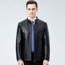 加厚皮夹克皮衣男绵羊中年秋冬爸爸装士2024中老年加绒外套男