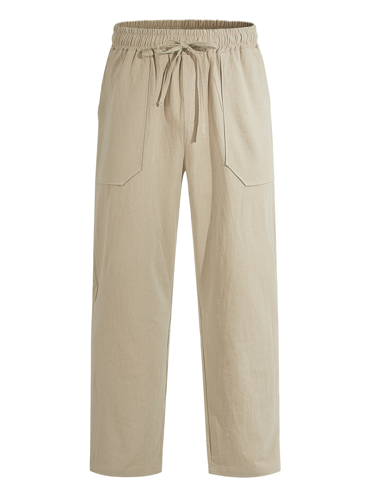 Transfronterizo Amazon algodón y cáñamo en stock pantalones de hombre grandes transpirables pantalones de color sólido pantalones de piernas de calzado casual básico