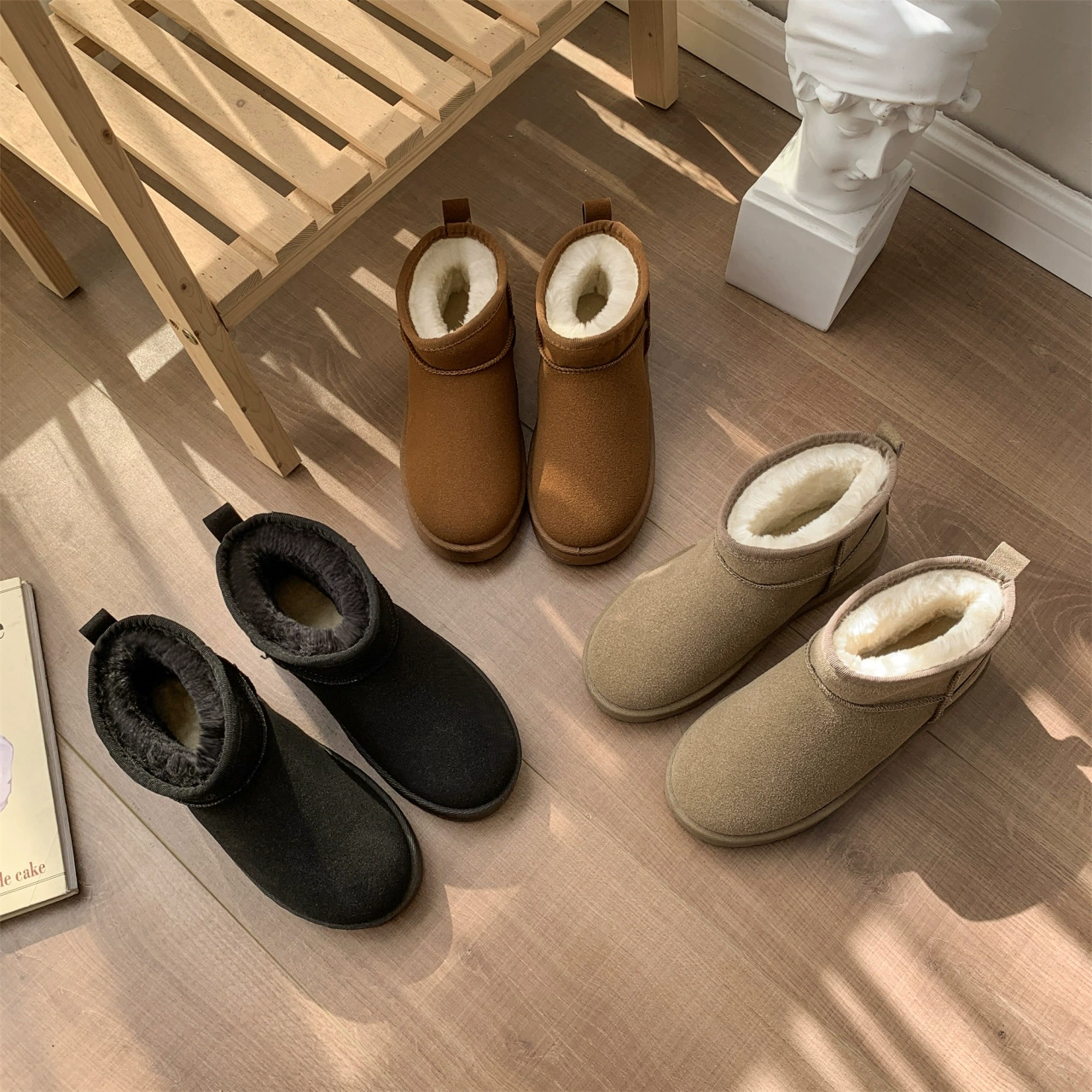 Новые зимние сапоги, женские зимние новые теплые короткие сапоги на флисовой подкладке, хлопковая обувь в том же стиле от Интернет-знаменитостей, Женская хлопковая обувь