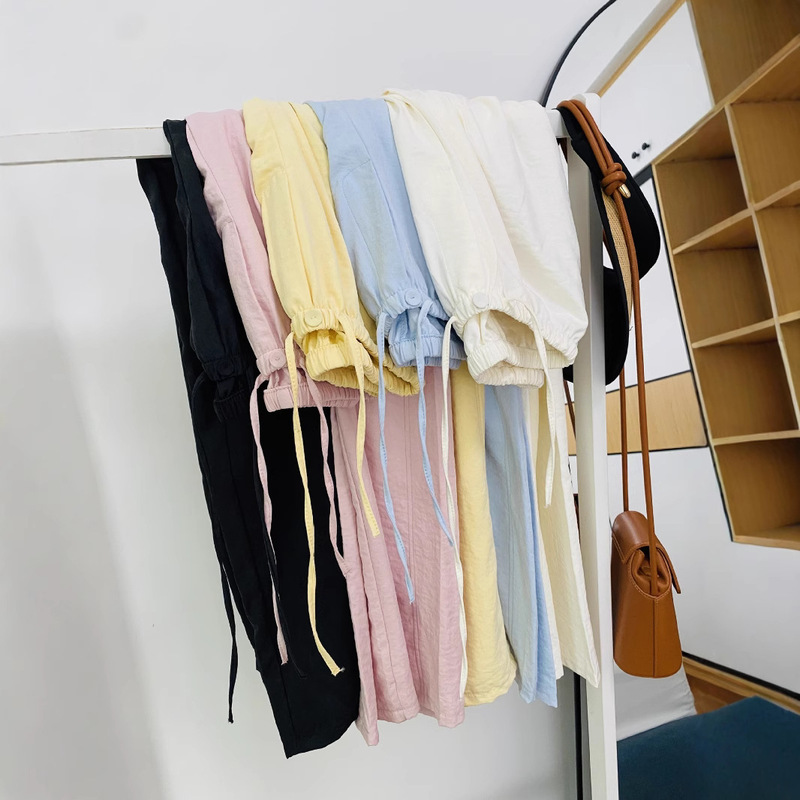 Slim Waist Drawstring Cream Mousse Pants Lazy Comfortable Puff Tall Look Slim Sag Wide Leg Pants Cool Pants