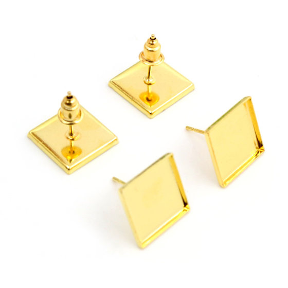 Wholesale 12mm square tray ear pin ear stud base DIY earrings accessories do not match earplugs 0.5g