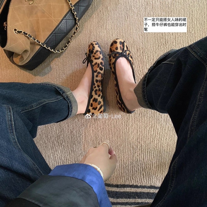 现货~葡萄妈studiolee   真皮马毛经典小圆头蝴蝶结豹纹单鞋女|undefined
