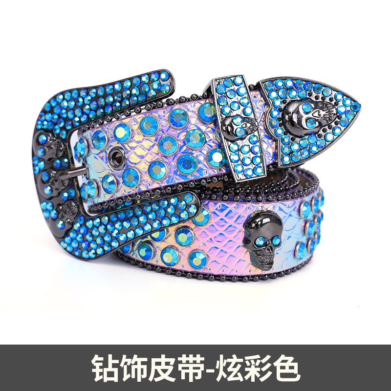 Cinturón de cabeza fantasma de diamantes de imitación Explosión transfronteriza Calavera de diamantes de imitación Cinturón de estilo punk