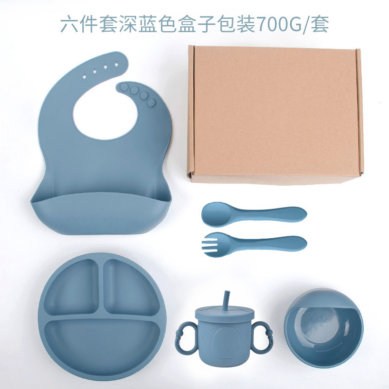 Placa de almuerzo de ventosa resistente a caídas de silicona de grado alimenticio Dumo Baby Juego de tazón Placa de almuerzo de silicona