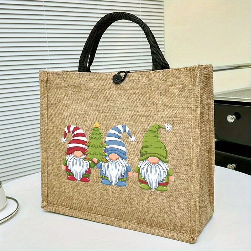 Hot-Selling Cross-Border Natural Closed Linen Lightweight Christmas Gift Handbag with Buckle for Women, Large Capacity Medium Size