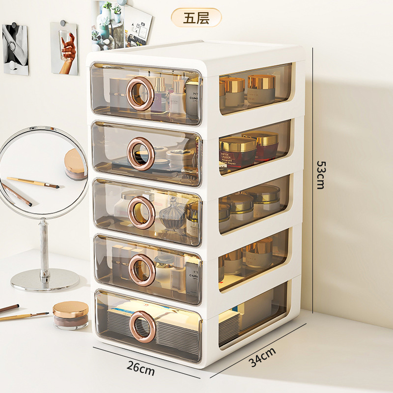 Caja de almacenamiento de cosméticos a prueba de polvo de escritorio transparente tocador de gran capacidad de cuidado de la piel de alto grado de almacenamiento rack de acrílico caja