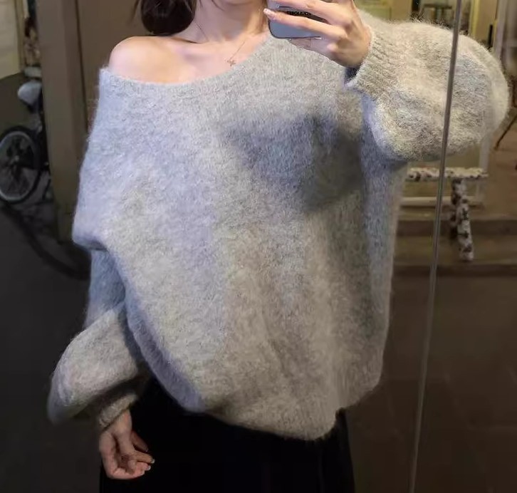 韩系慵懒风露背蝴蝶结毛衣女2025秋冬季新款设计感小心机针织上衣|undefined