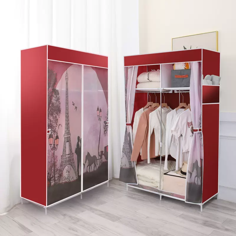 简易衣柜家用卧室衣帽架落地组装衣服架宿舍儿童布艺橱简约衣柜