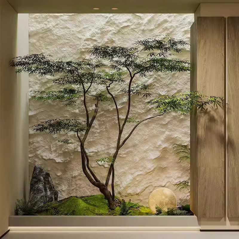 緑の植鶏の爪のカエデの偽のカエデの木の造景のショーウインドーのデパートの茶室のバイオニックの植物の装飾の景観の置物のスーツをシミュレーションします。|undefined