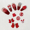 Nail decoration, metal spray paint from pearl with bow, the year of the Rabbit