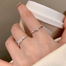 蝴蝶锆石开口可调节戒指女2025新款爆款冷淡风轻奢小众高级感指环