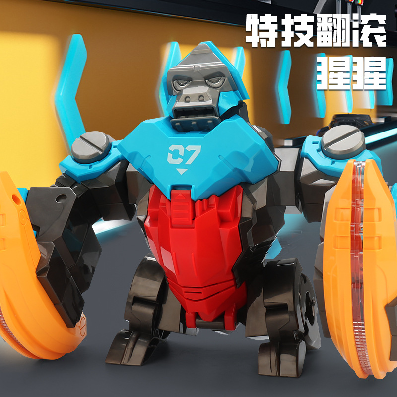 Tiktok mismo truco eléctrico 360 gorila rodando música simulación de luz modelo animal juguete los niños