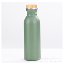 厂家直供304日式单层700ml不锈钢运动水壶清酒瓶木盖日本亚马逊