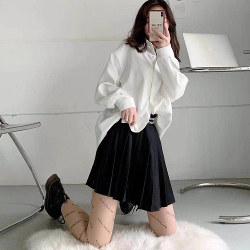 Black stockings for women in spring and summer thin anti-snag stockings summer black sexy fishnet bottoming pantyhose with letters Paris same style