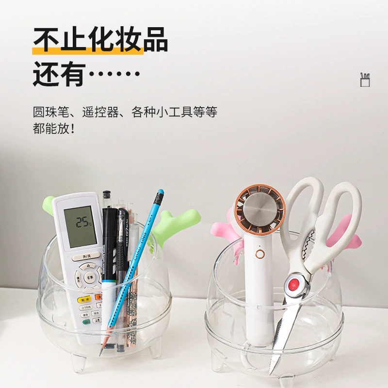 Креативный мультяшный настольный держатель ручки для хранения студенческих канцелярских товаров многофункциональный цветной олень круглый прозрачный макияж ведро для хранения