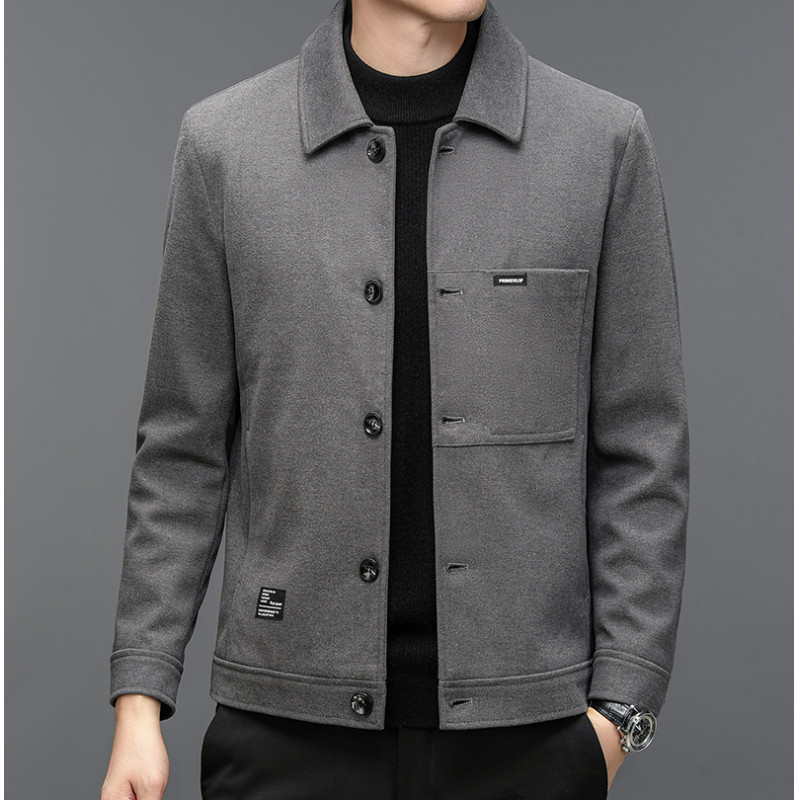 Men's Lapel Woolen Jacket 2025 Autumn and Winter New Men's Clothing Middle-Aged Business Casual Casual Plaid Warm Jacket