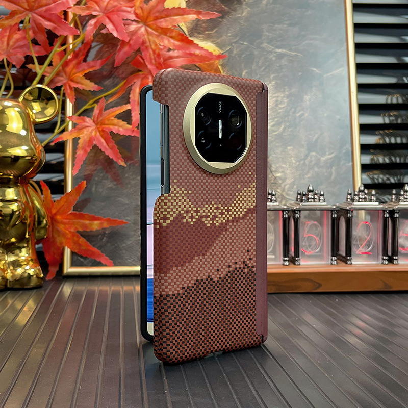 适用于华为mate x5磁吸双中轴手机壳X3铰链保护套X6碳纤维纹水贴|undefined