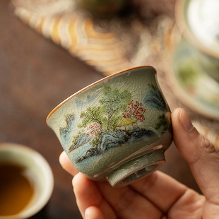 Dehua old clay master Cup landscape kung fu tea set tea cup single Cup household tea cup ceramic manufacturers wholesale