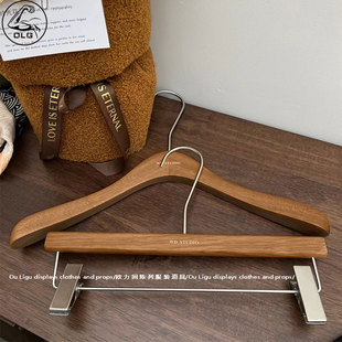 J8 Trouser Clip Women's Oak Seamless Non-Slip Solid Wood Clothes Hanger Clothing Store Color Wooden Walnut Clothes Support G3