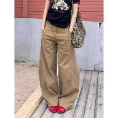 美式复古宽松慵懒松弛感牛仔裤子女2025夏辣妹水洗廊形拖地弯刀裤