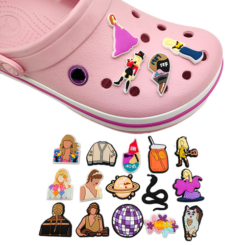 19 Taylor Rock Singer Series Shoes Flower Croc Shoes Cool Accessories Shoe Buckle Garden Shoes Decoration Removable
