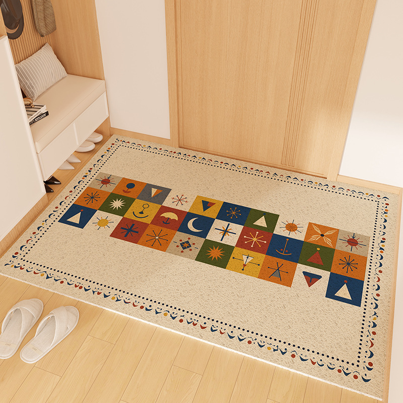 Cartoon Dopamine Entryway Doormat Silk Loop Foot Cuttable Entrance Shoe Changing Area Dust Removal Dirt Wiping Non-Slip_voghion.com