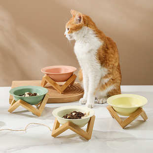BD UFO Pet Bowl Rack High Foot Cat Bowl Ceramic High Color Value Dog Rice Bowl Diangle Bowl Anti-knock Pet Supplies